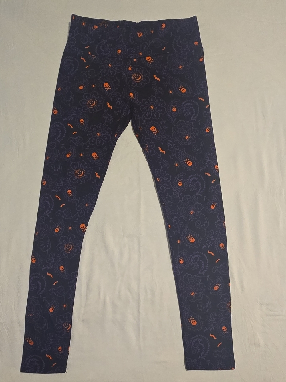 French Laundry Halloween Print Ankle Leggings Women's Black Orange Purple Size M